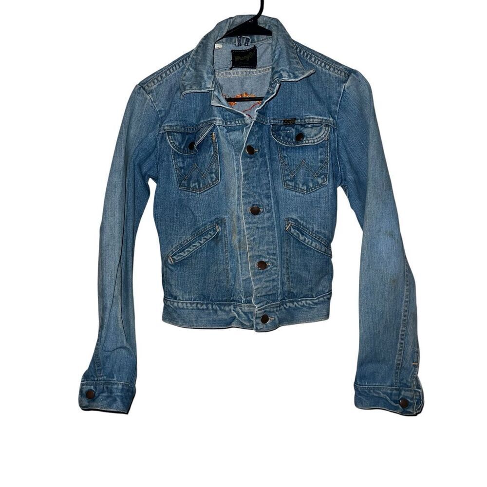 1970s Wrangler Art Denim Jacket, Western, Hippie vintage sz 32 (xs or s)